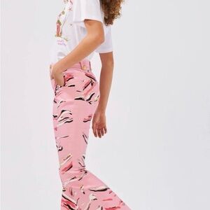 Vibrant Pink Patterned Women's Flare Pants